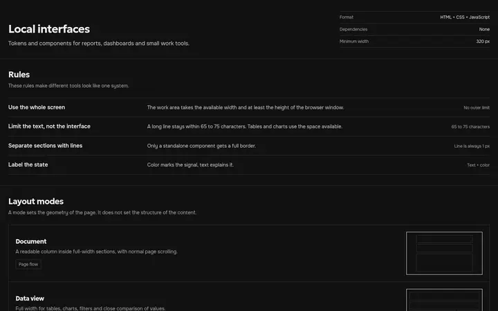 The interface catalog with component examples