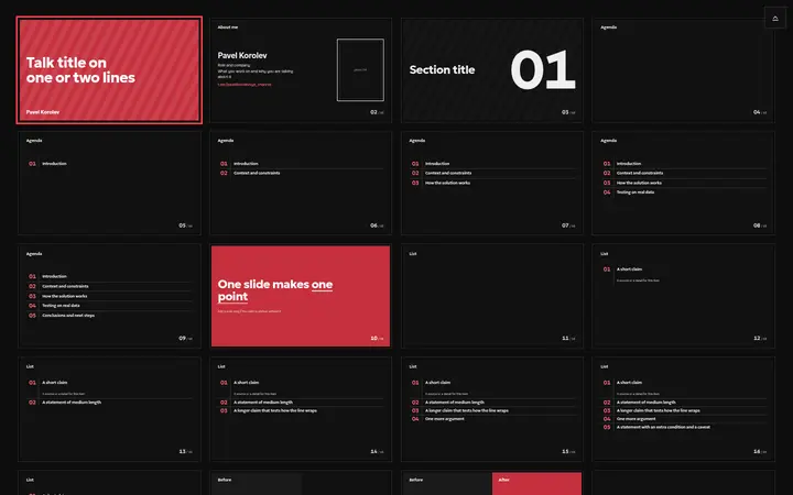 Overview of slide layouts